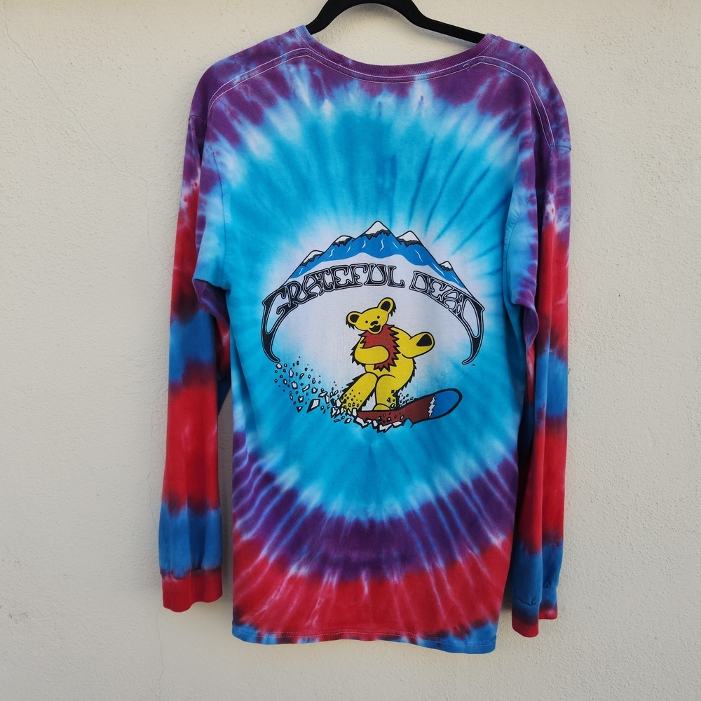 Vintage 1990 Grateful Dead Tie Dye Snowboard Bear Long Sleeve Tee - Picture 5 of 12